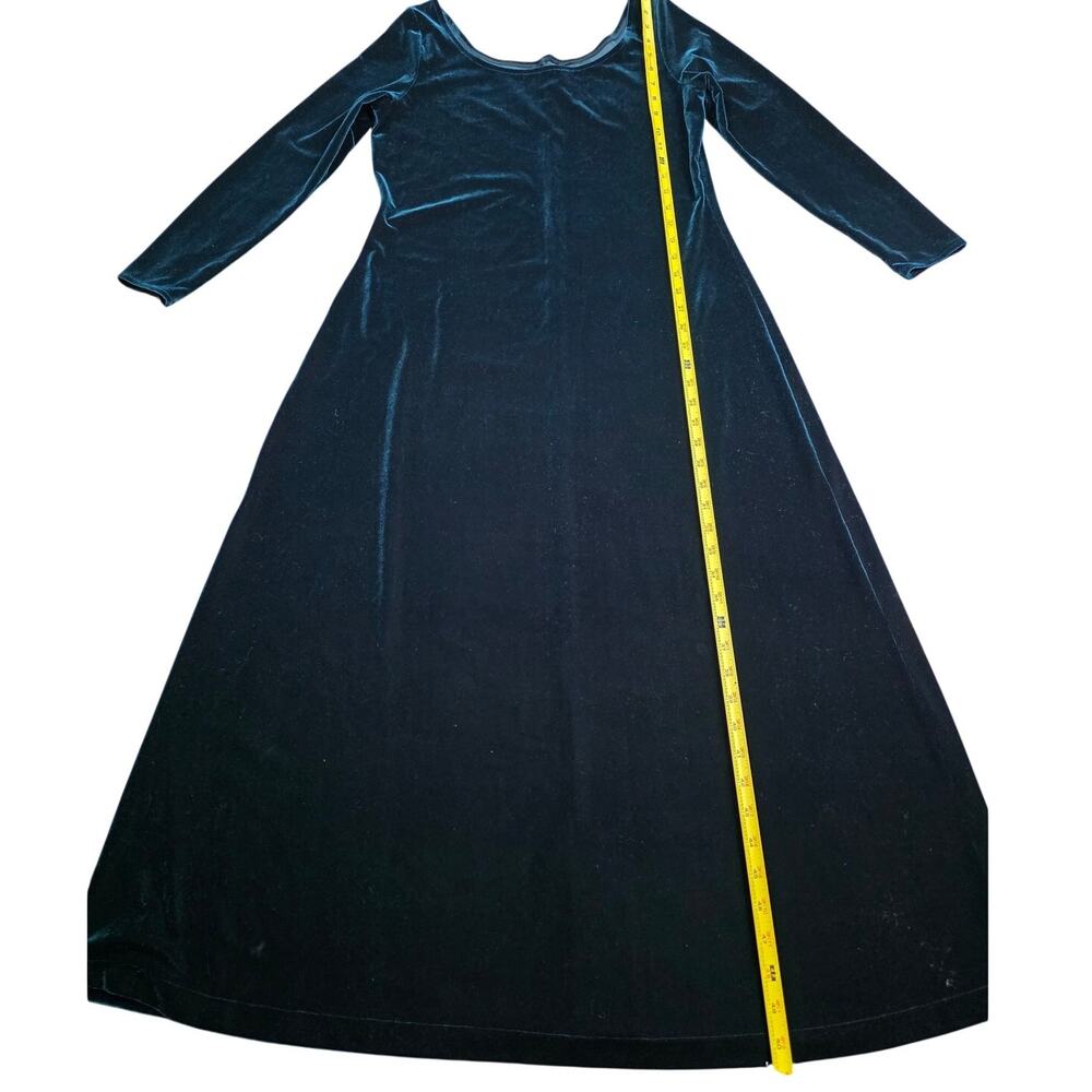 Velvet Dress Sz M Forest Green Long Sleeve Renaissance Fair Goth Maxi Dress EUC